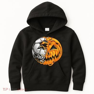 Soccer Player Halloween Pumpkin Skeleton Hallows' Day Kids Hoodie