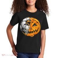Soccer Player Halloween Pumpkin Skeleton Hallows' Day Kids T-Shirt thumb 2