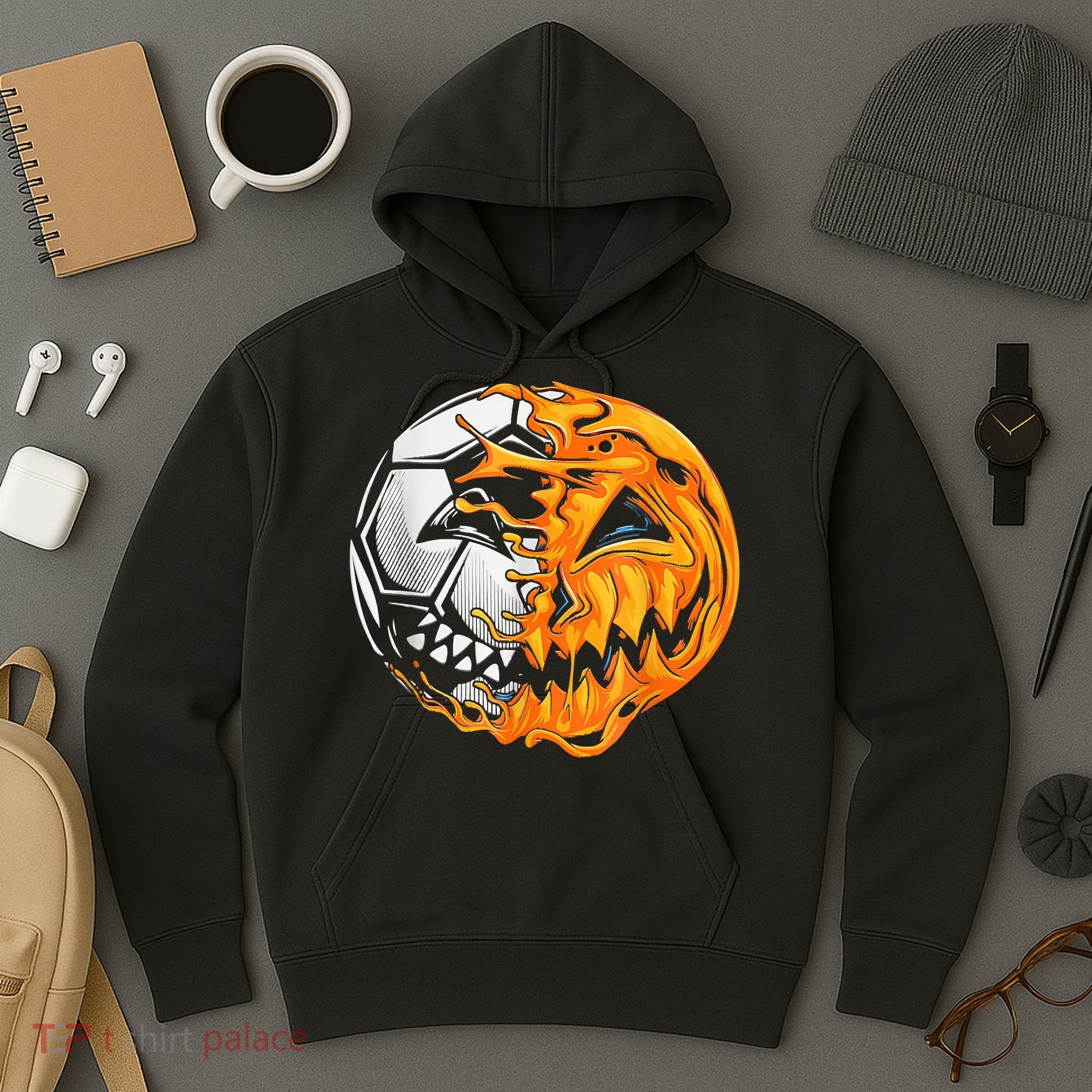 Soccer Player Halloween Pumpkin Skeleton Hallows' Day Hoodie