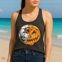 Soccer Player Halloween Pumpkin Skeleton Hallows' Day Women's Tank Top thumb 2