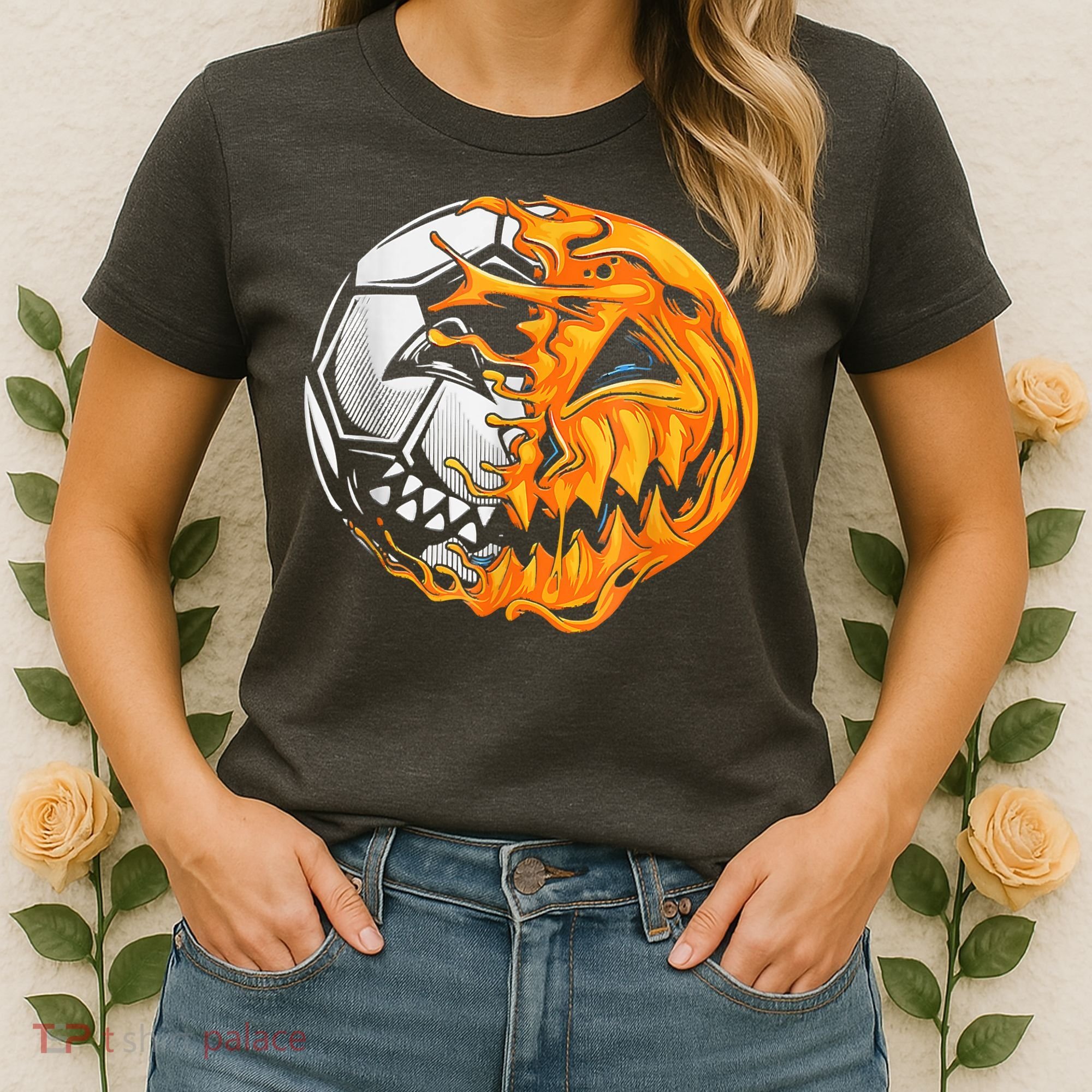 Soccer Player Halloween Pumpkin Skeleton Hallows' Day Women's T-Shirt