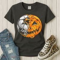 Soccer Player Halloween Pumpkin Skeleton Hallows' Day Women's T-Shirt thumb 3