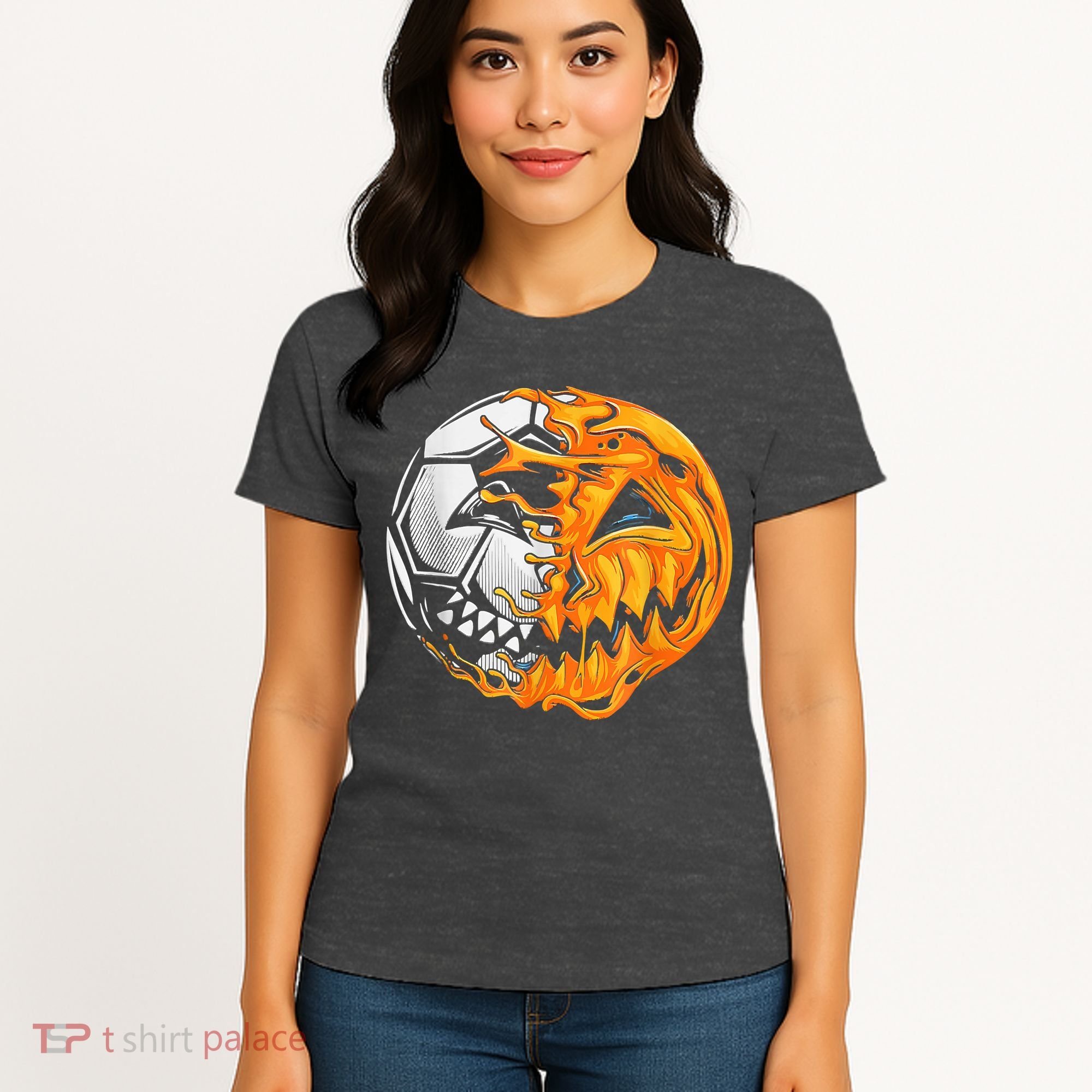 Soccer Player Halloween Pumpkin Skeleton Hallows' Day Women's T-Shirt