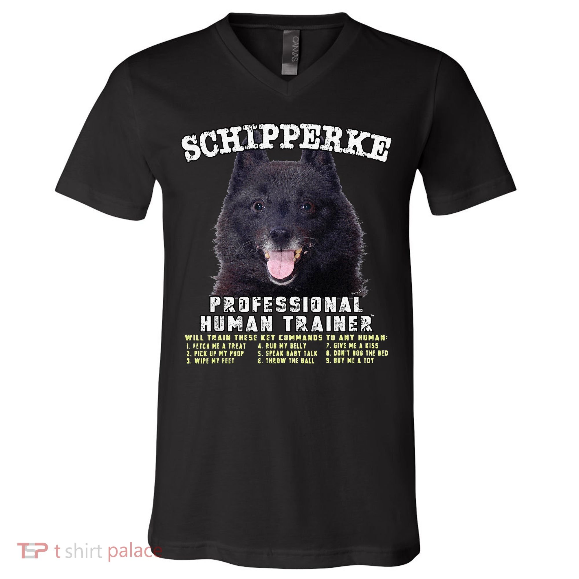 Schipperke Professional Human Trainer Cute Dog V-Neck T-Shirt