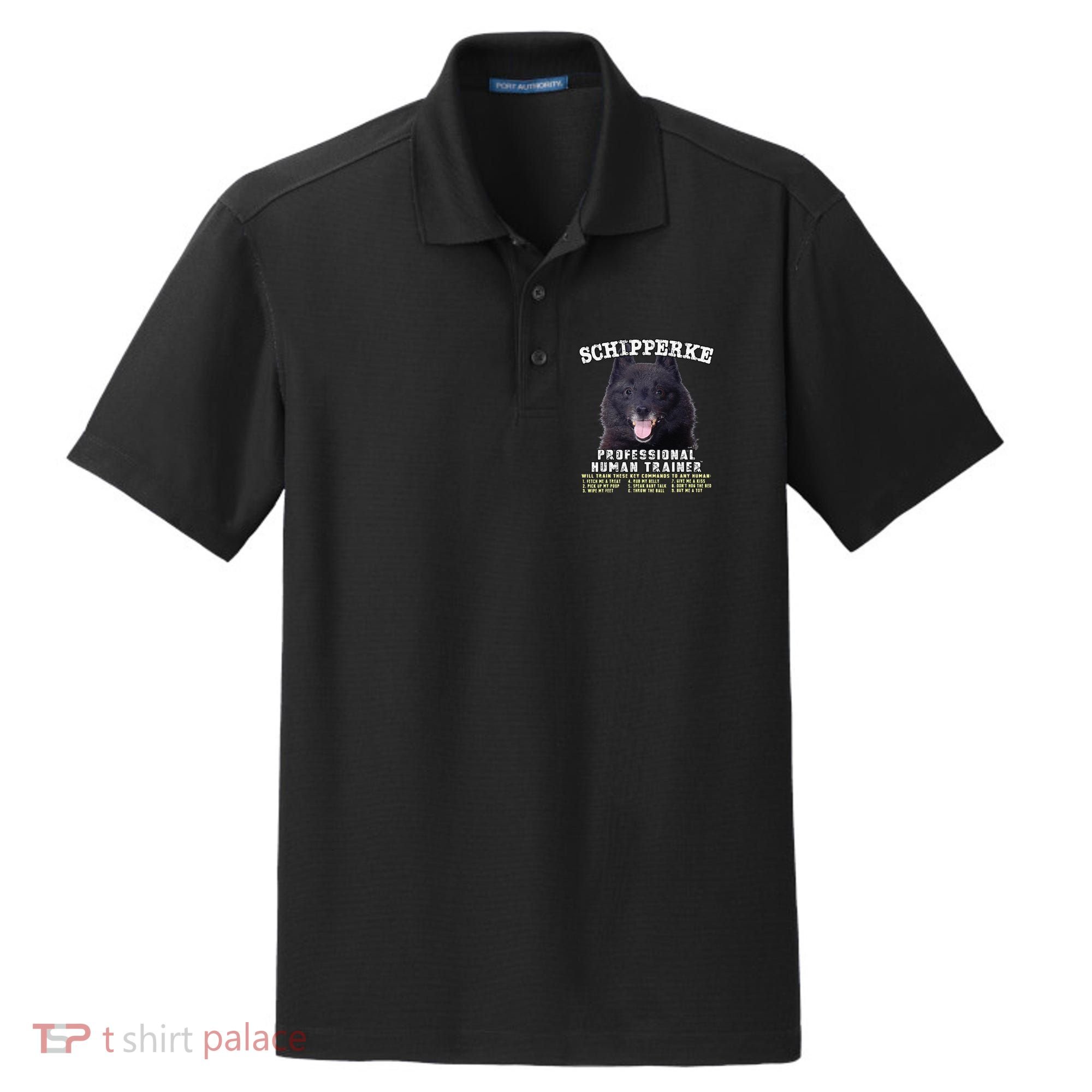 Schipperke Professional Human Trainer Cute Dog Dry Zone Grid Polo