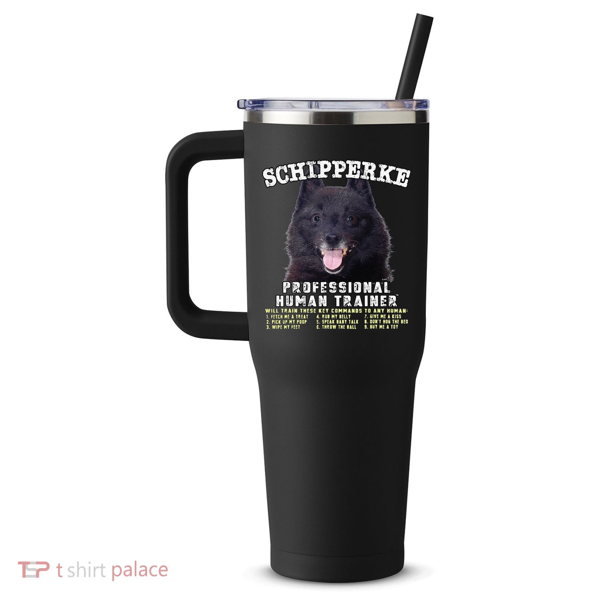 Schipperke Professional Human Trainer Cute Dog 40oz Vacuum Insulated Stainless Steel Travel Tumbler