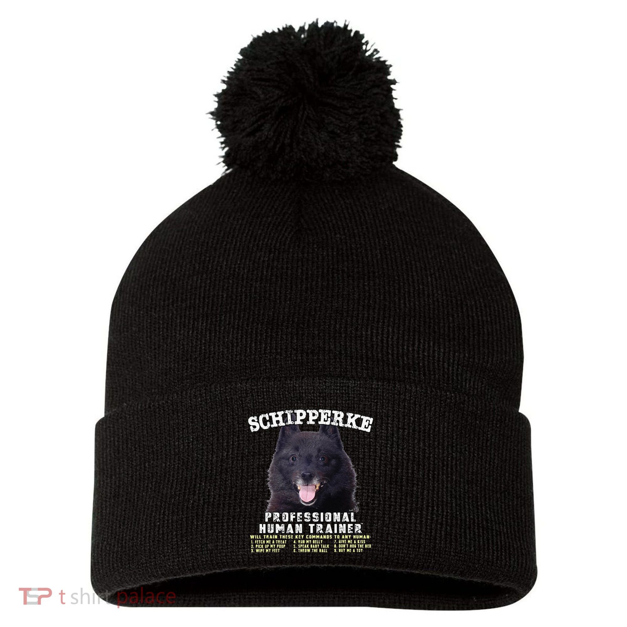 Schipperke Professional Human Trainer Cute Dog Pom Pom 12in Knit Beanie