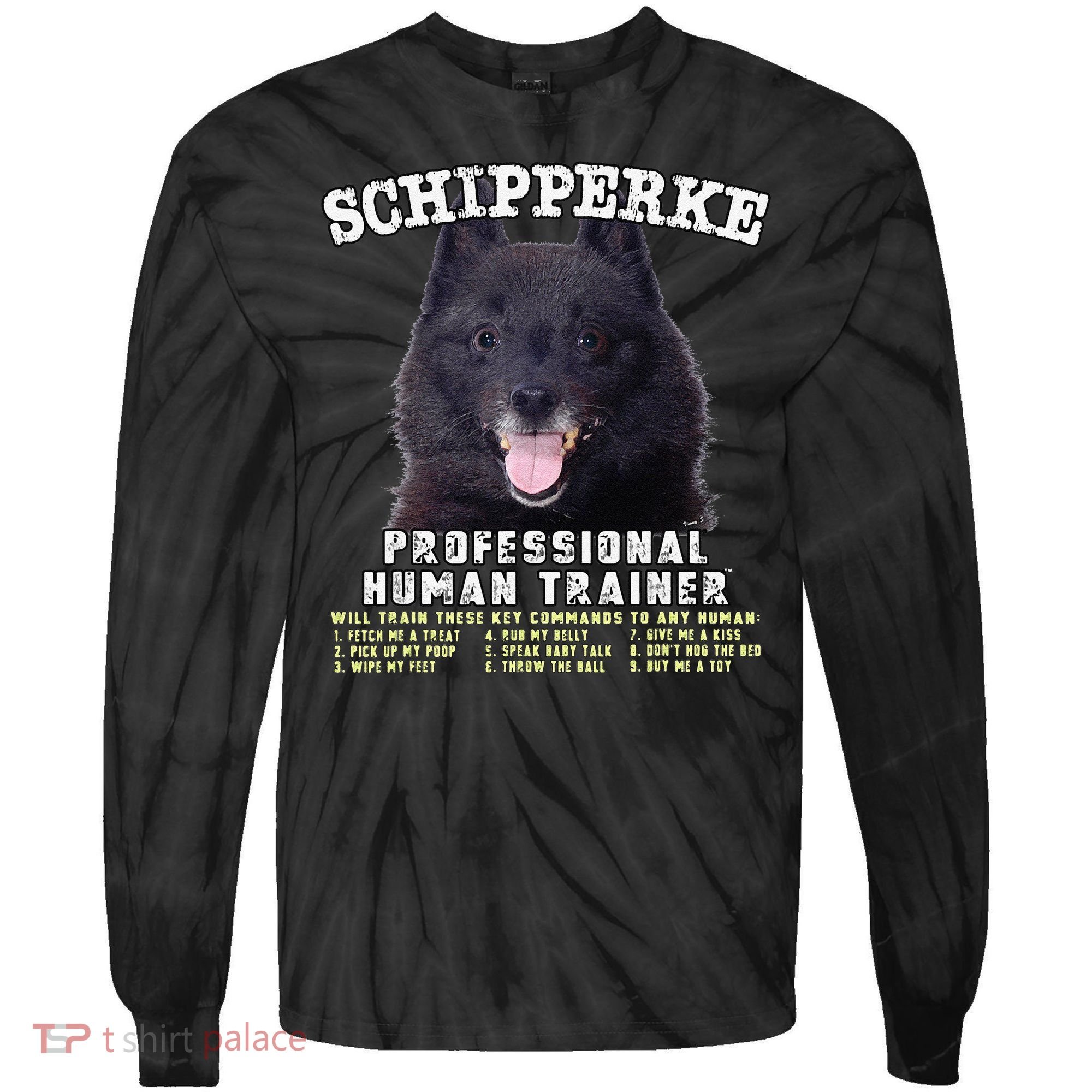 Schipperke Professional Human Trainer Cute Dog Tie-Dye Long Sleeve Shirt
