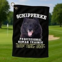 Schipperke Professional Human Trainer Cute Dog Golf Towel thumb 1