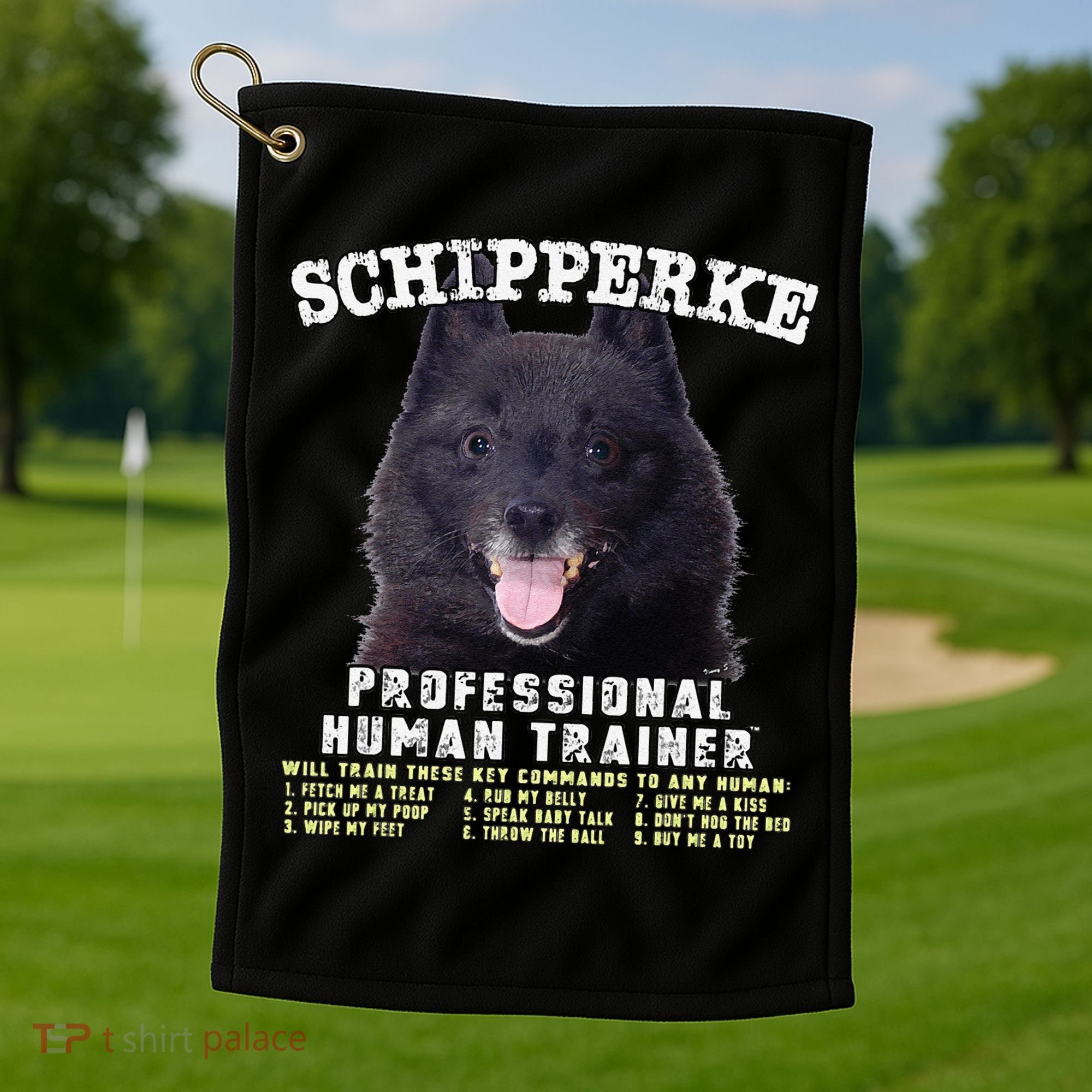 Schipperke Professional Human Trainer Cute Dog Golf Towel