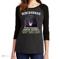 Schipperke Professional Human Trainer Cute Dog Women's Tri-Blend 3/4-Sleeve Raglan Shirt thumb 2
