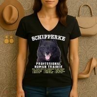 Schipperke Professional Human Trainer Cute Dog Women's V-Neck T-Shirt thumb 3