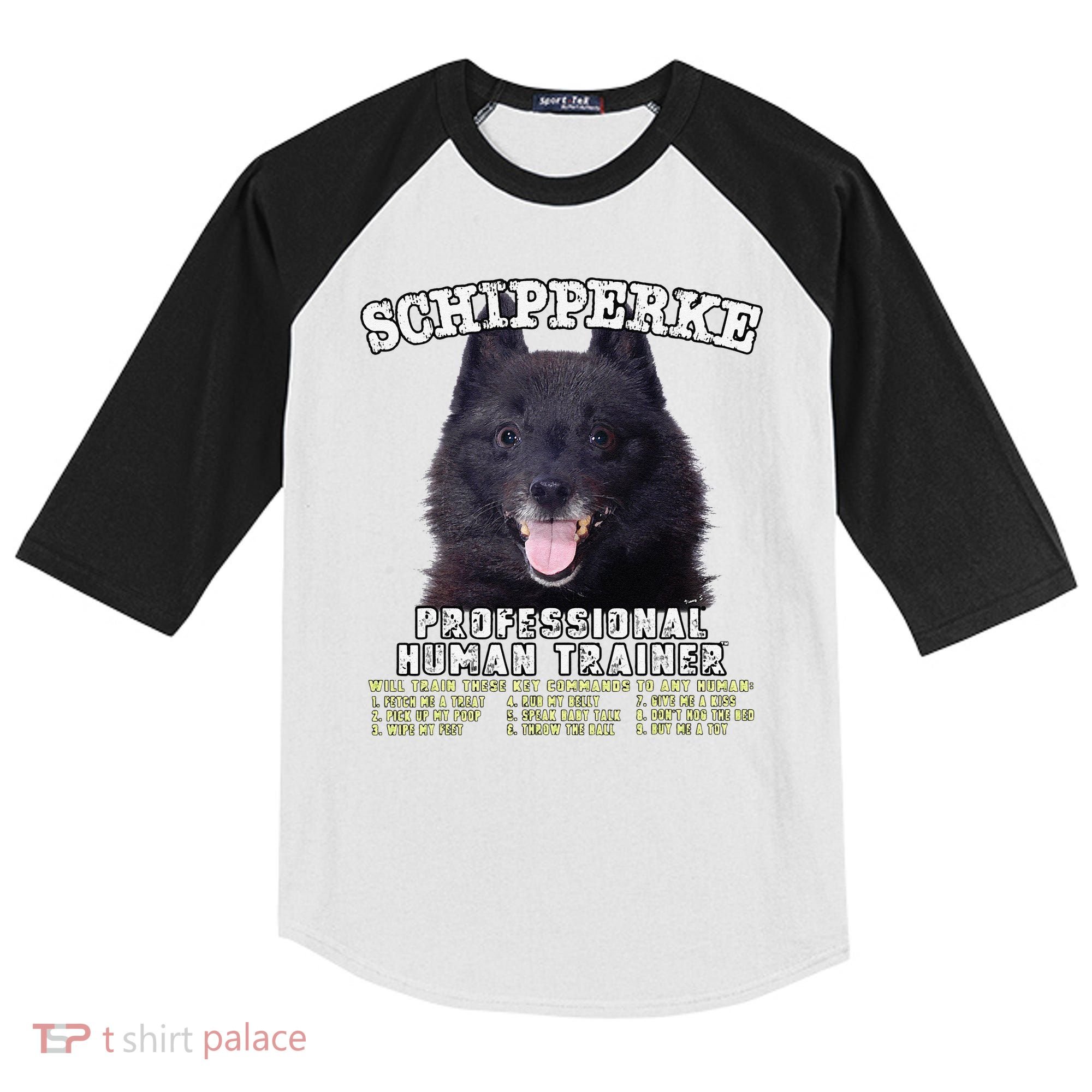 Schipperke Professional Human Trainer Cute Dog Kids Colorblock Raglan Jersey
