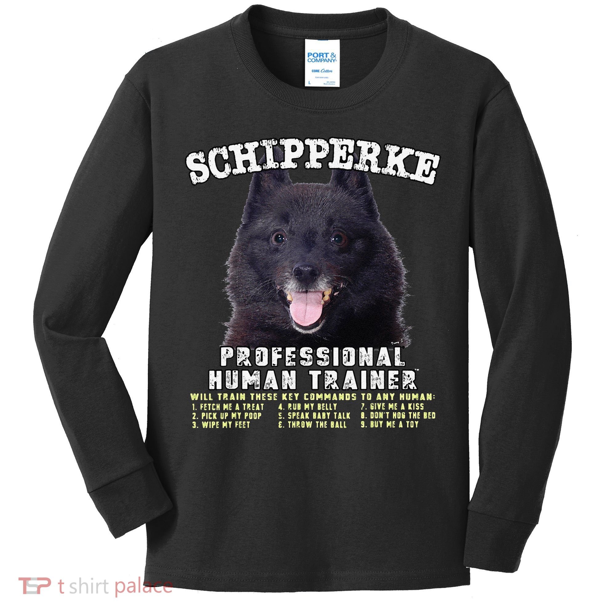 Schipperke Professional Human Trainer Cute Dog Kids Long Sleeve Shirt