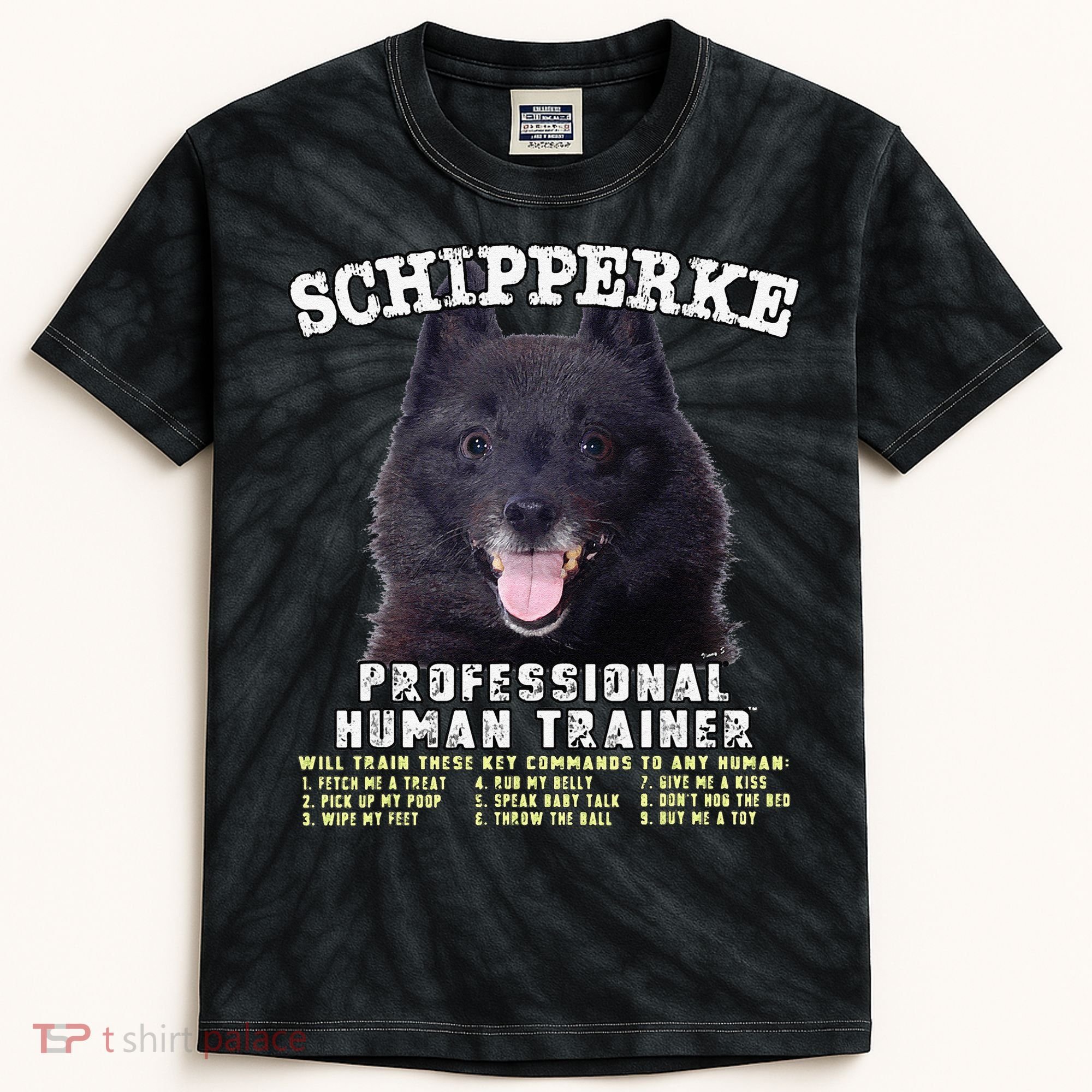 Schipperke Professional Human Trainer Cute Dog Kids Tie-Dye T-Shirt