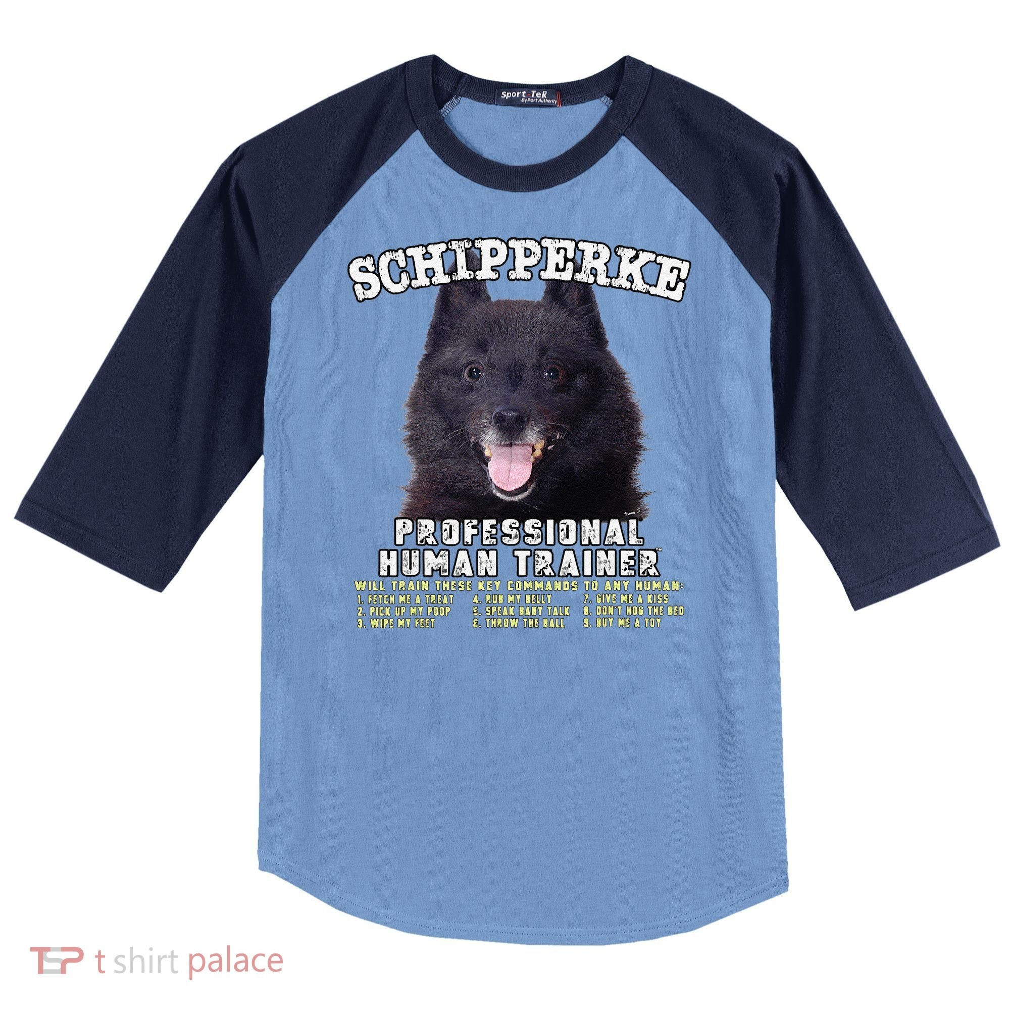 Schipperke Professional Human Trainer Cute Dog Raglan Baseball Sleeve Shirt