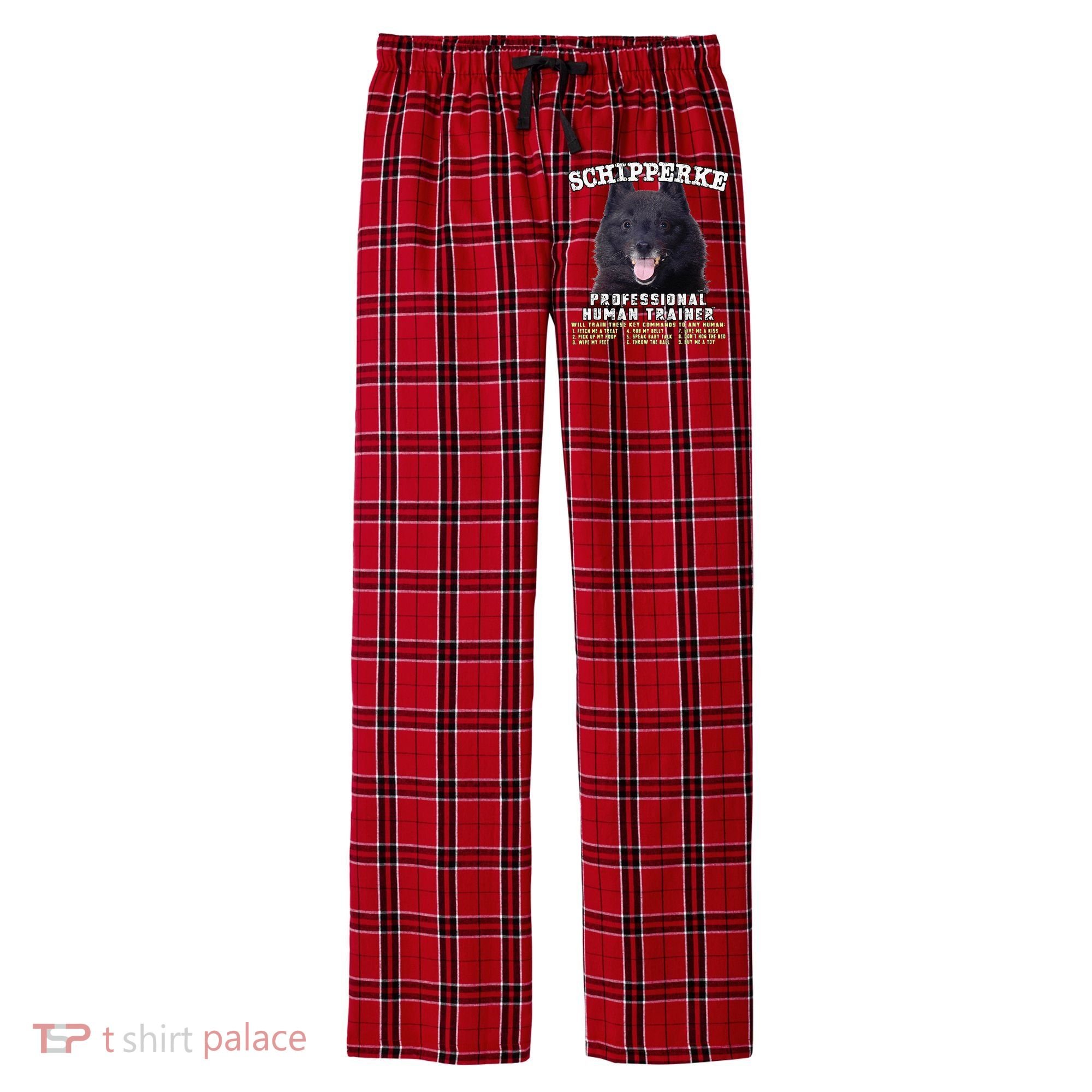 Schipperke Professional Human Trainer Cute Dog Men's Flannel Plaid Pajama Pants