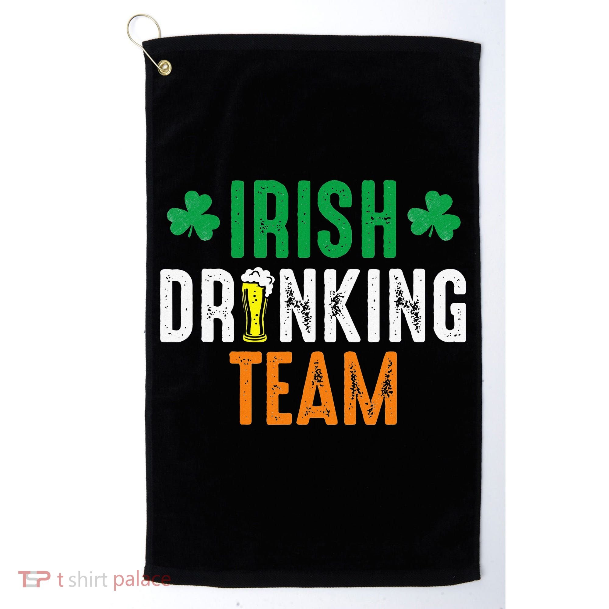 St Patrick's Irish Beer Drinking Team Ireland Flag Clover Golf Towel