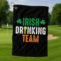 St Patrick's Irish Beer Drinking Team Ireland Flag Clover Golf Towel thumb 1