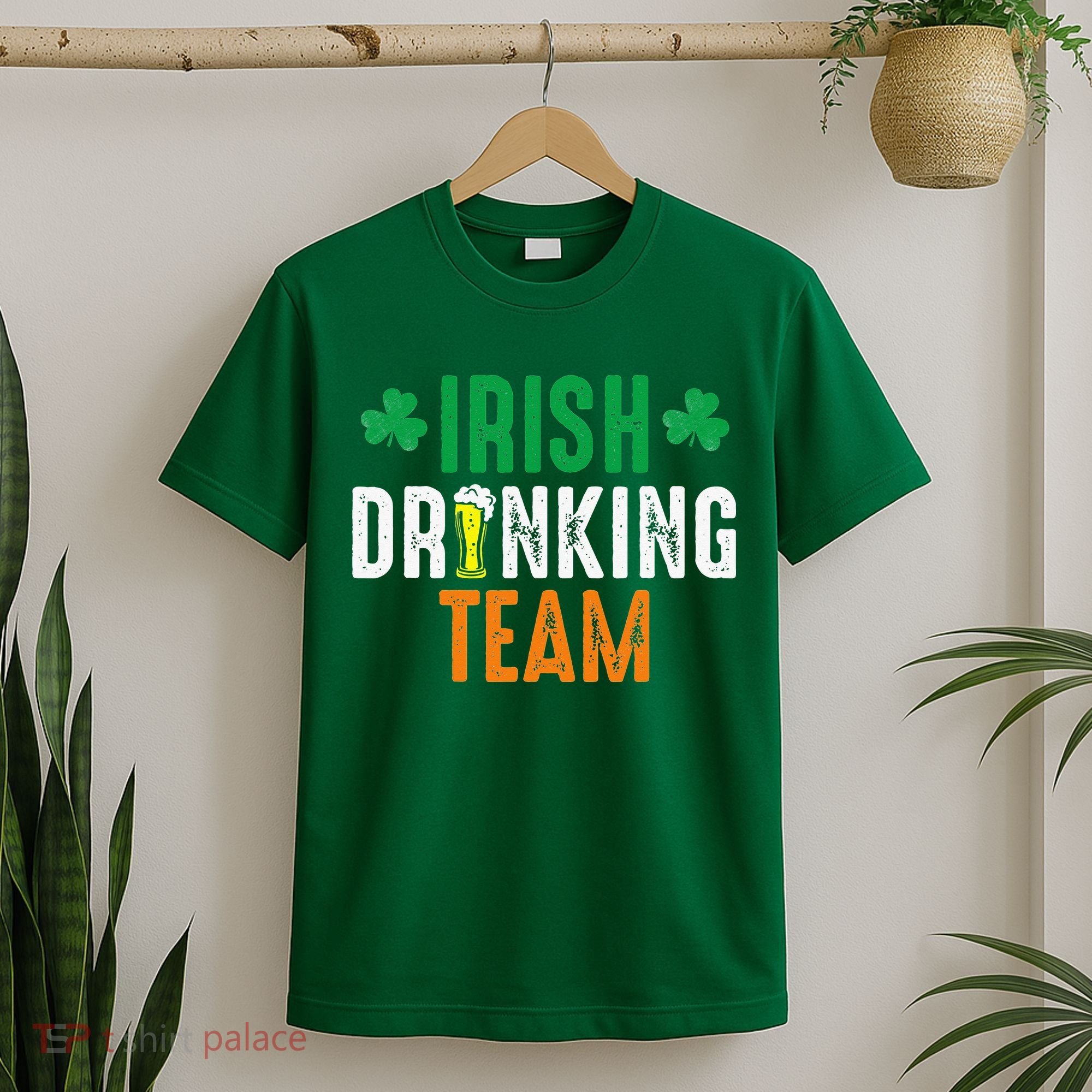 St Patrick's Irish Beer Drinking Team Ireland Flag Clover T-Shirt