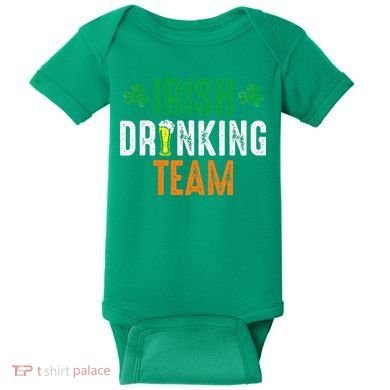 St Patrick's Irish Beer Drinking Team Ireland Flag Clover Baby Bodysuit