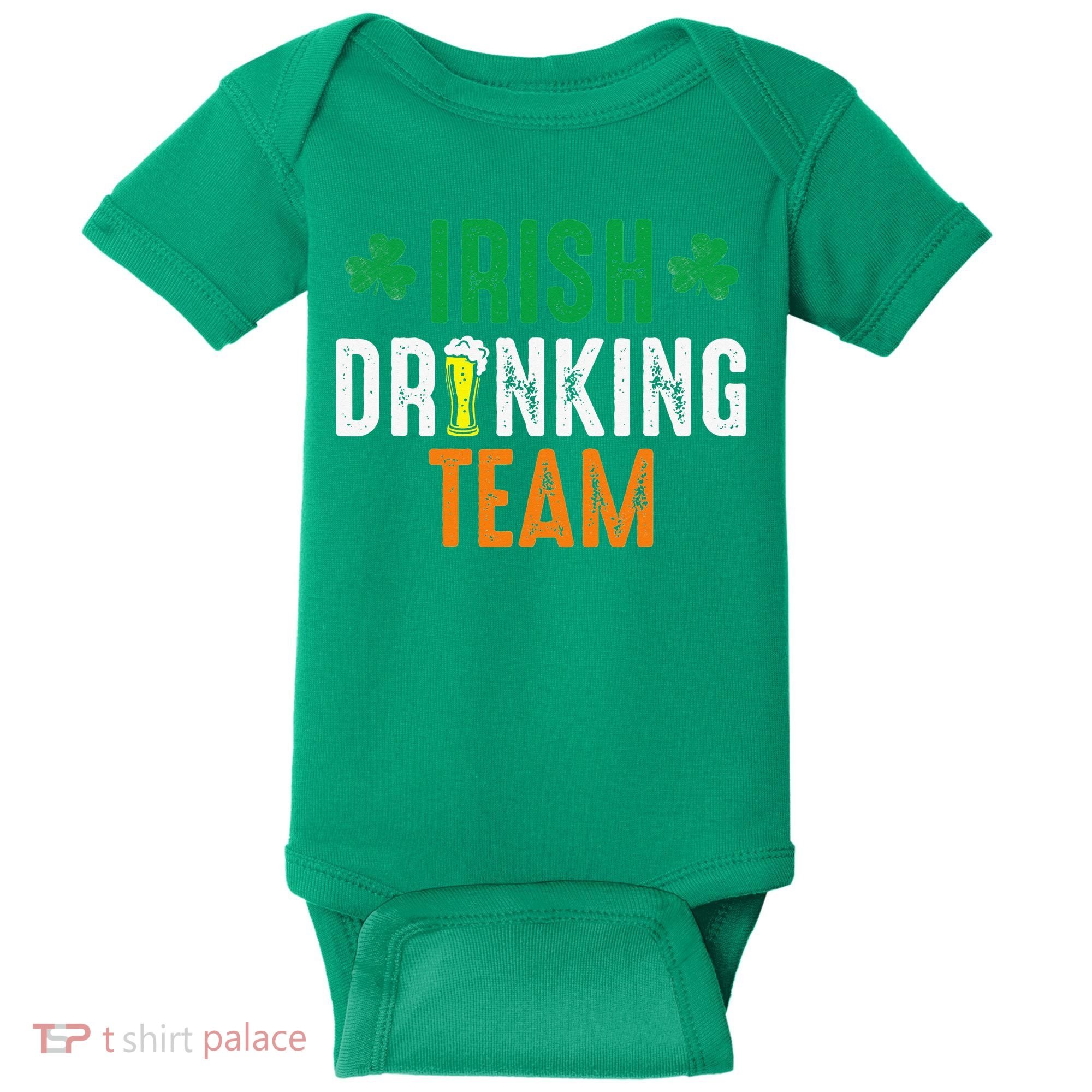St Patrick's Irish Beer Drinking Team Ireland Flag Clover Baby Bodysuit