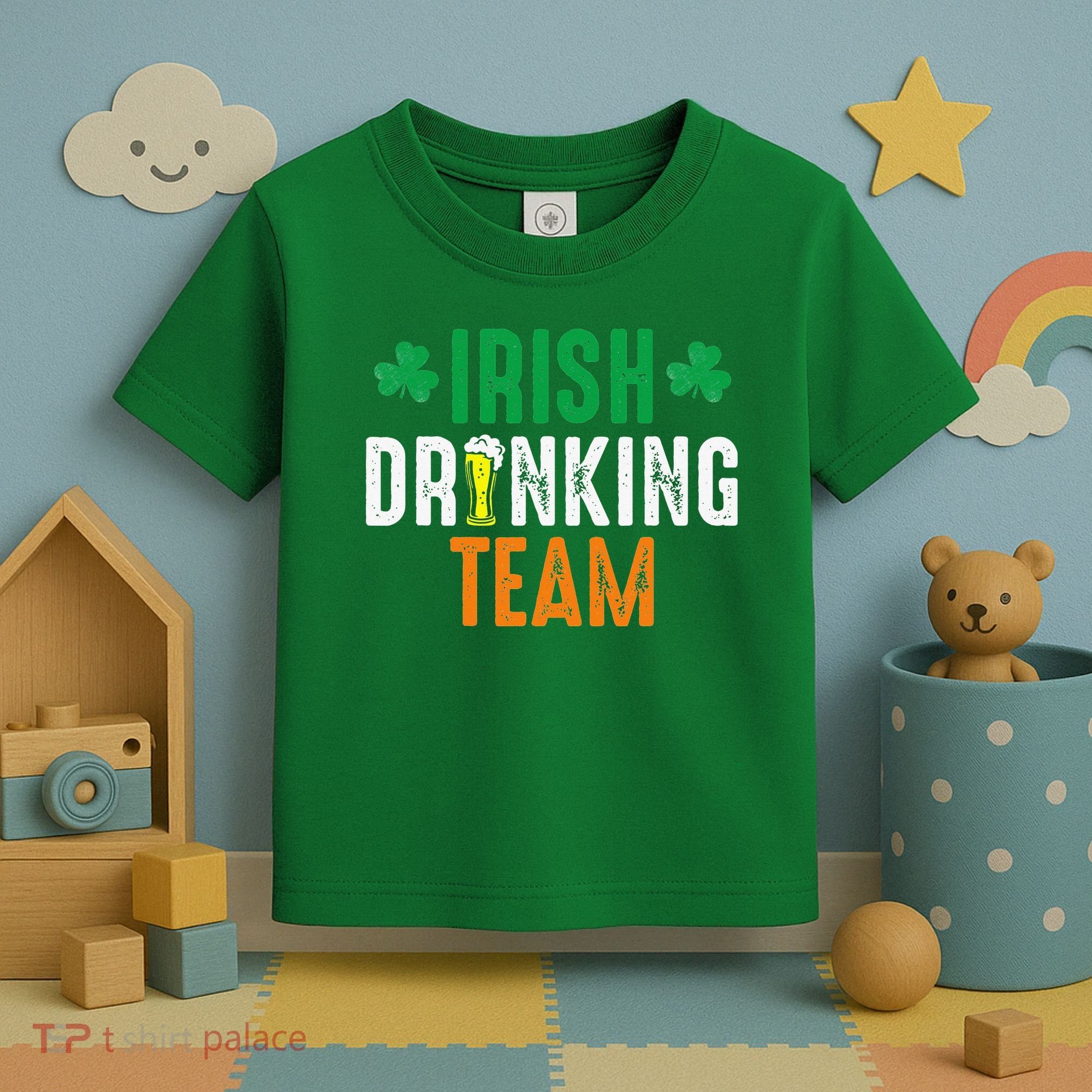 St Patrick's Irish Beer Drinking Team Ireland Flag Clover Toddler T-Shirt