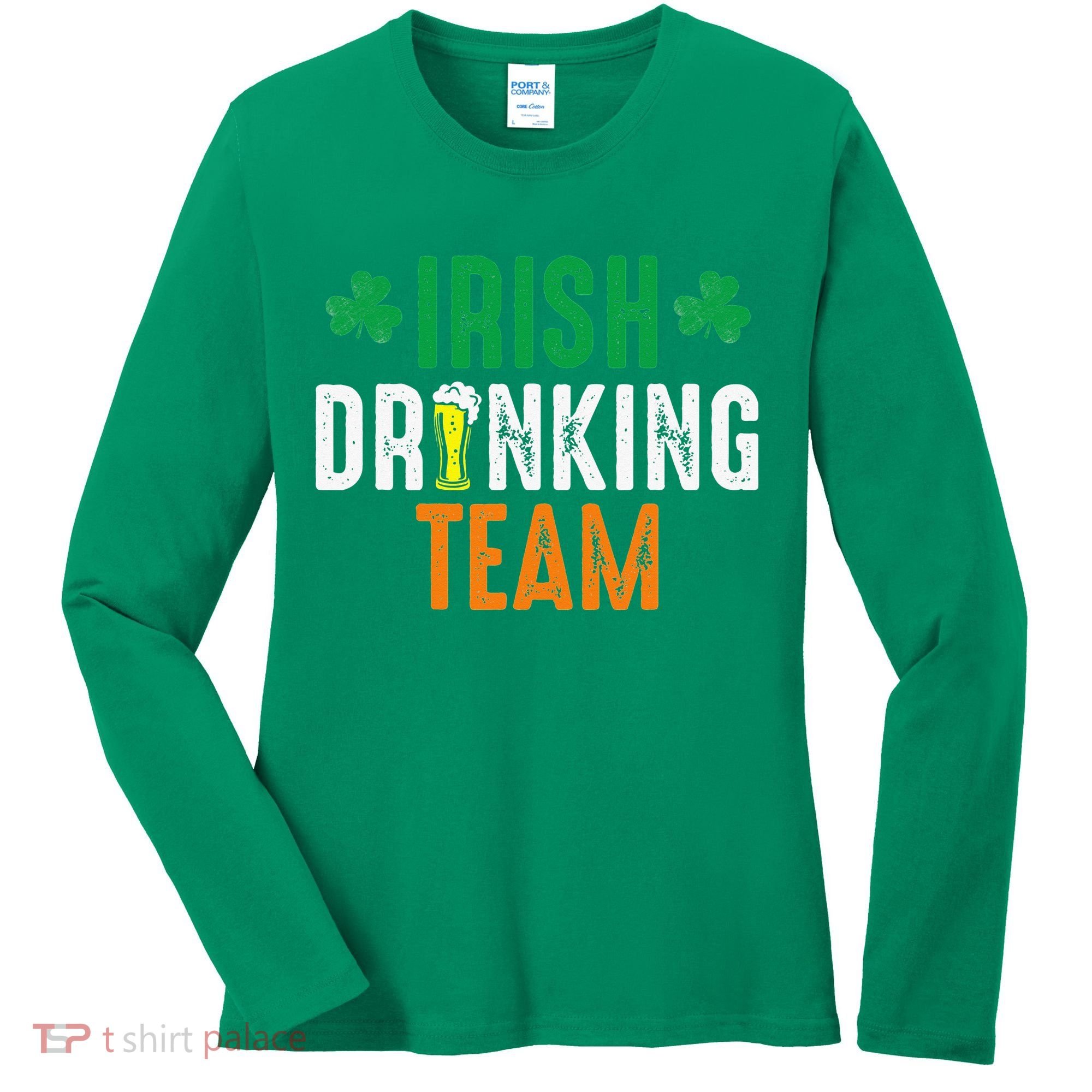 St Patrick's Irish Beer Drinking Team Ireland Flag Clover Women's Long Sleeve Shirt