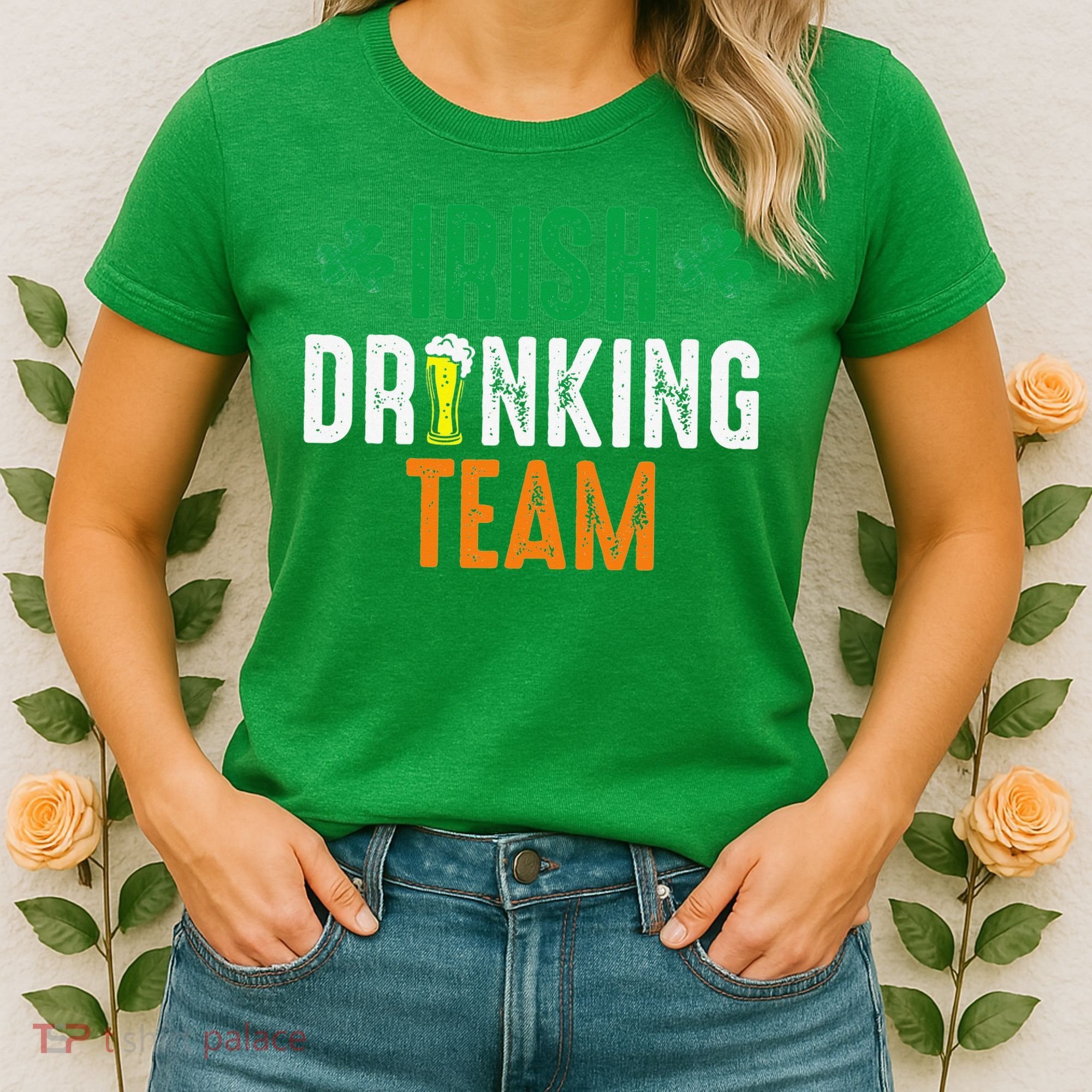 St Patrick's Irish Beer Drinking Team Ireland Flag Clover Women's T-Shirt