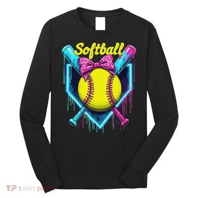 Softball Player Ice Cream Softball Drip Long Sleeve Shirt