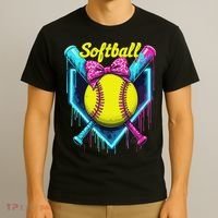 Softball Player Ice Cream Softball Drip T-Shirt thumb 3