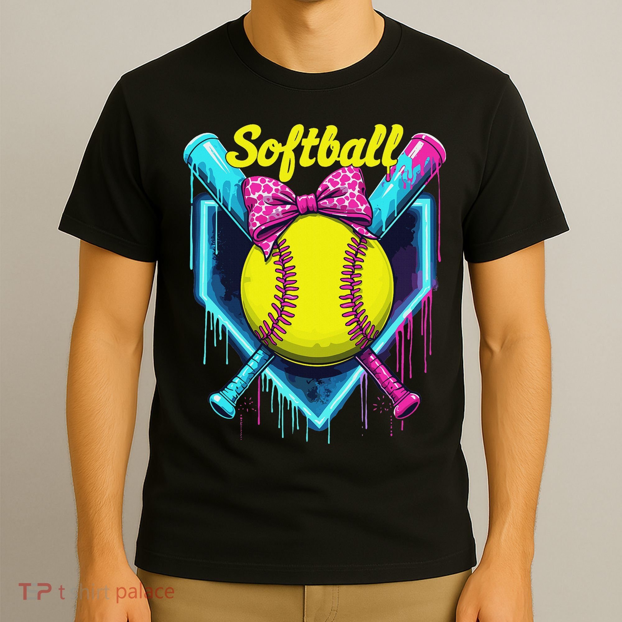 Softball Player Ice Cream Softball Drip T-Shirt