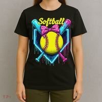 Softball Player Ice Cream Softball Drip T-Shirt thumb 4