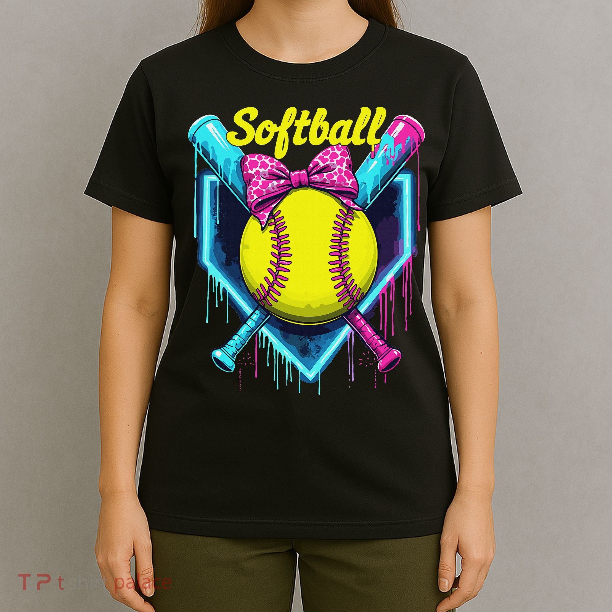 Softball Player Ice Cream Softball Drip T-Shirt
