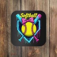 Softball Player Ice Cream Softball Drip Coaster thumb 0