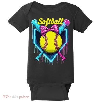 Softball Player Ice Cream Softball Drip Baby Bodysuit