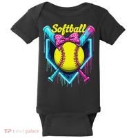 Softball Player Ice Cream Softball Drip Baby Bodysuit thumb 0