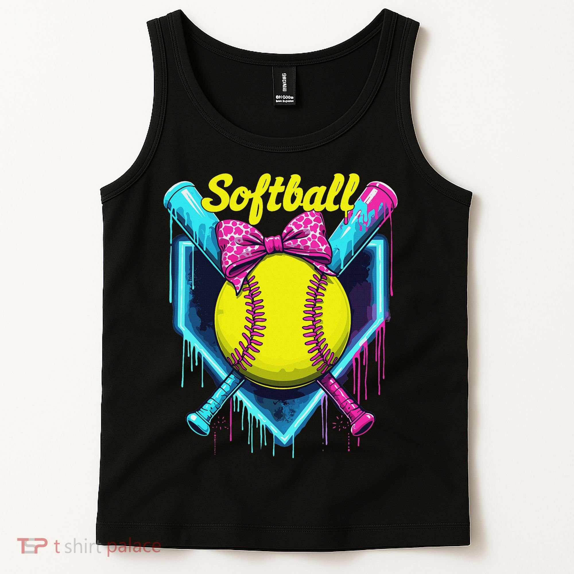 Softball Player Ice Cream Softball Drip Tank Top