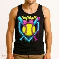 Softball Player Ice Cream Softball Drip Tank Top thumb 3
