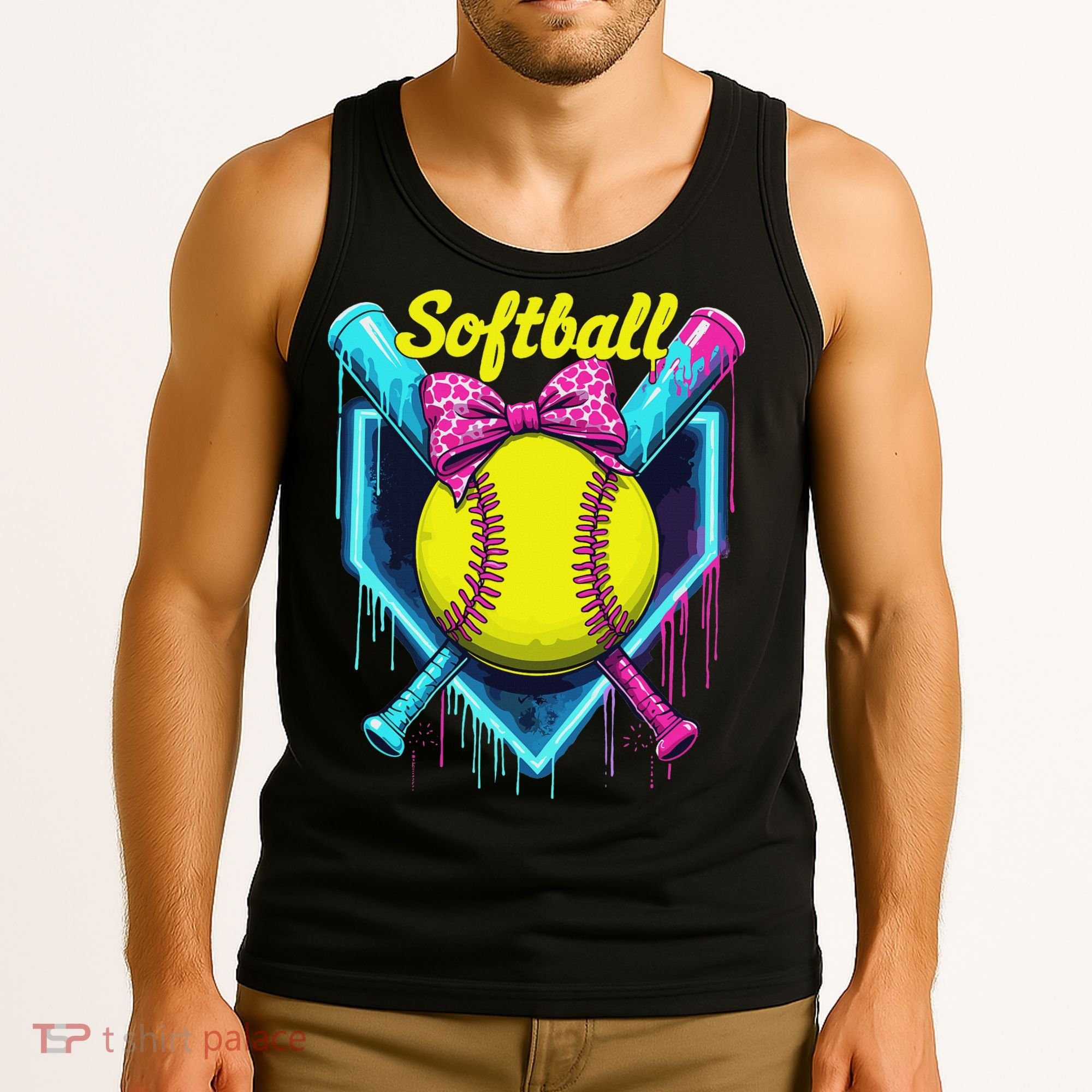 Softball Player Ice Cream Softball Drip Tank Top