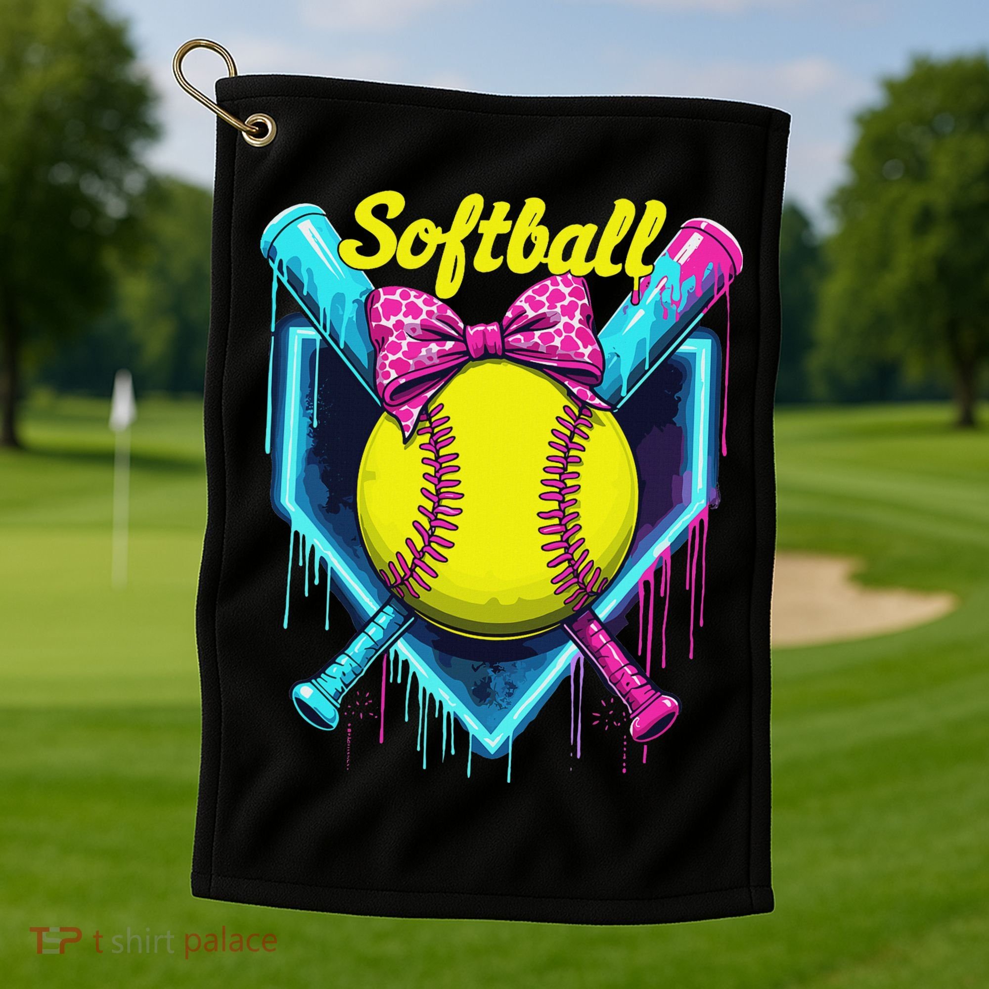Softball Player Ice Cream Softball Drip Golf Towel