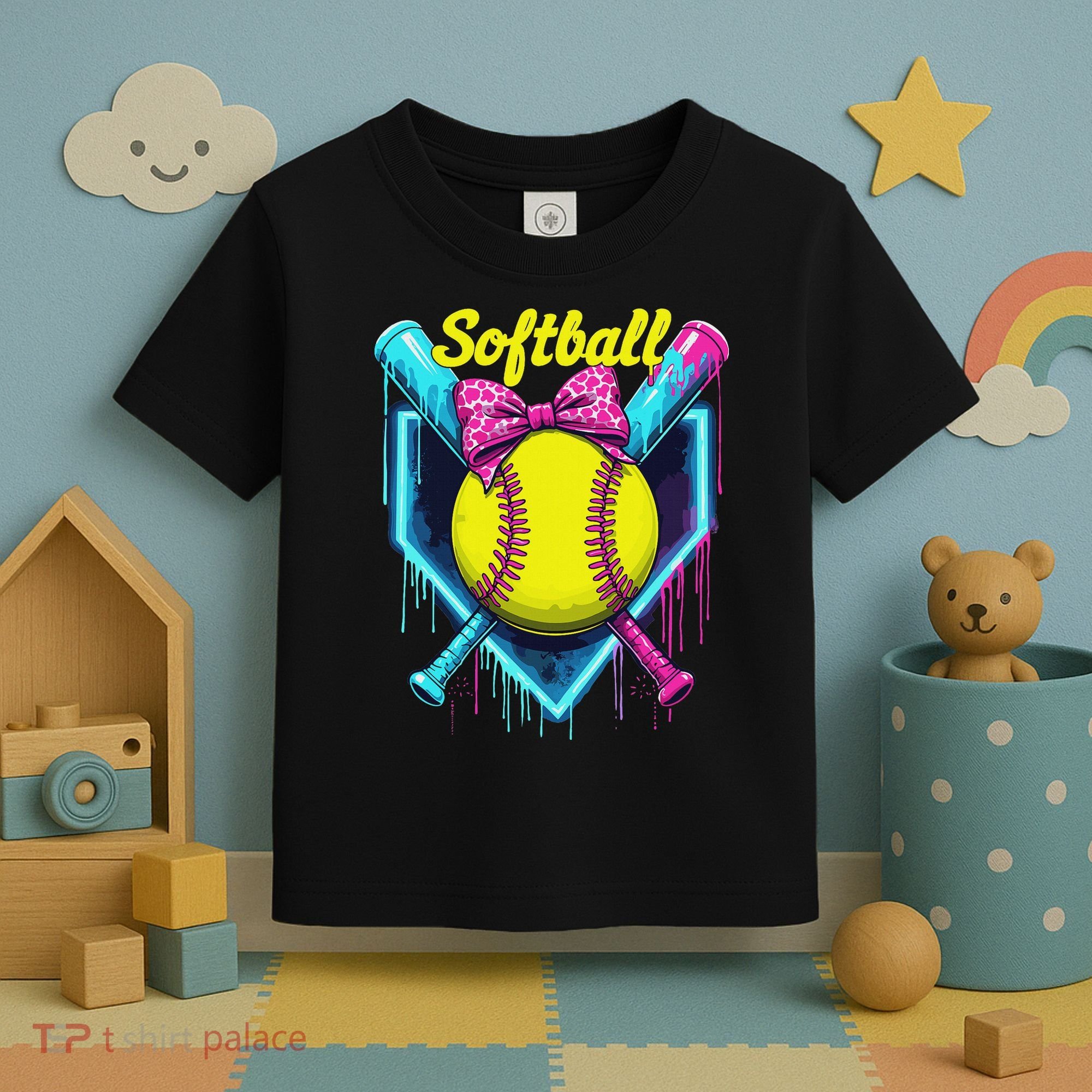 Softball Player Ice Cream Softball Drip Toddler T-Shirt