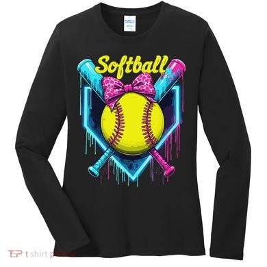 Softball Player Ice Cream Softball Drip Women's Long Sleeve Shirt