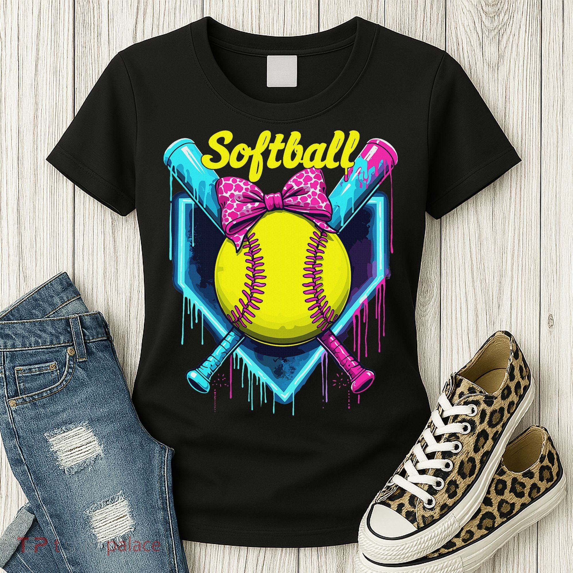 Softball Player Ice Cream Softball Drip Women's T-Shirt