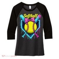 Softball Player Ice Cream Softball Drip Women's Tri-Blend 3/4-Sleeve Raglan Shirt thumb 0