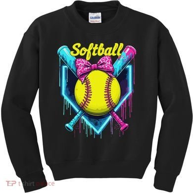 Softball Player Ice Cream Softball Drip Kids Sweatshirt