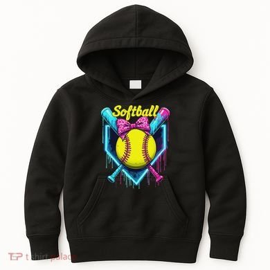 Softball Player Ice Cream Softball Drip Kids Hoodie