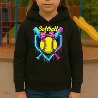 Softball Player Ice Cream Softball Drip Kids Hoodie thumb 3