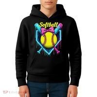 Softball Player Ice Cream Softball Drip Kids Hoodie thumb 4