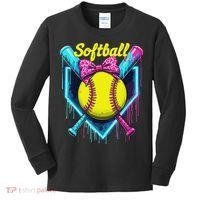 Softball Player Ice Cream Softball Drip Kids Long Sleeve Shirt thumb 0
